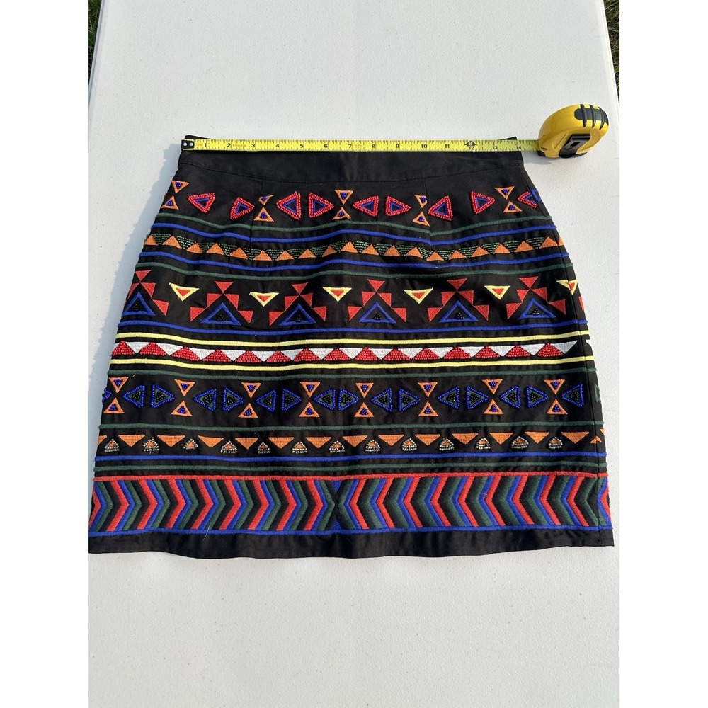 Sam Edelman Multi Color Hobo Tribal Bead Embroidered  A Line Short Skirt 4